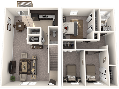 Floor plan for 3 beds, 1.5 baths, 1200 sqft